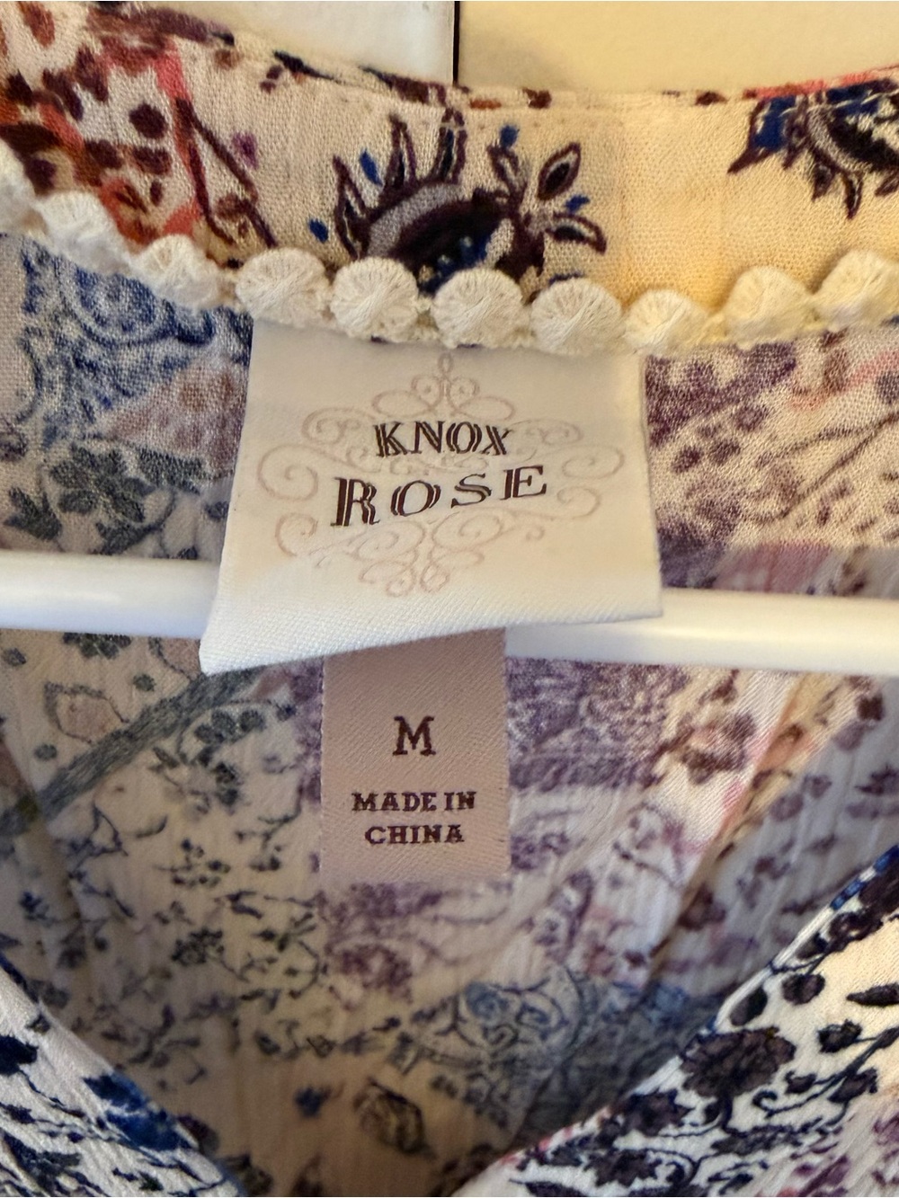 Knox Rose Cream Midi Dress with Blue and Pink Floral Print - Picture 4 of 5